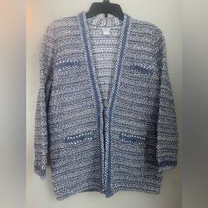 Chico's Blue and White Knit Cardigan